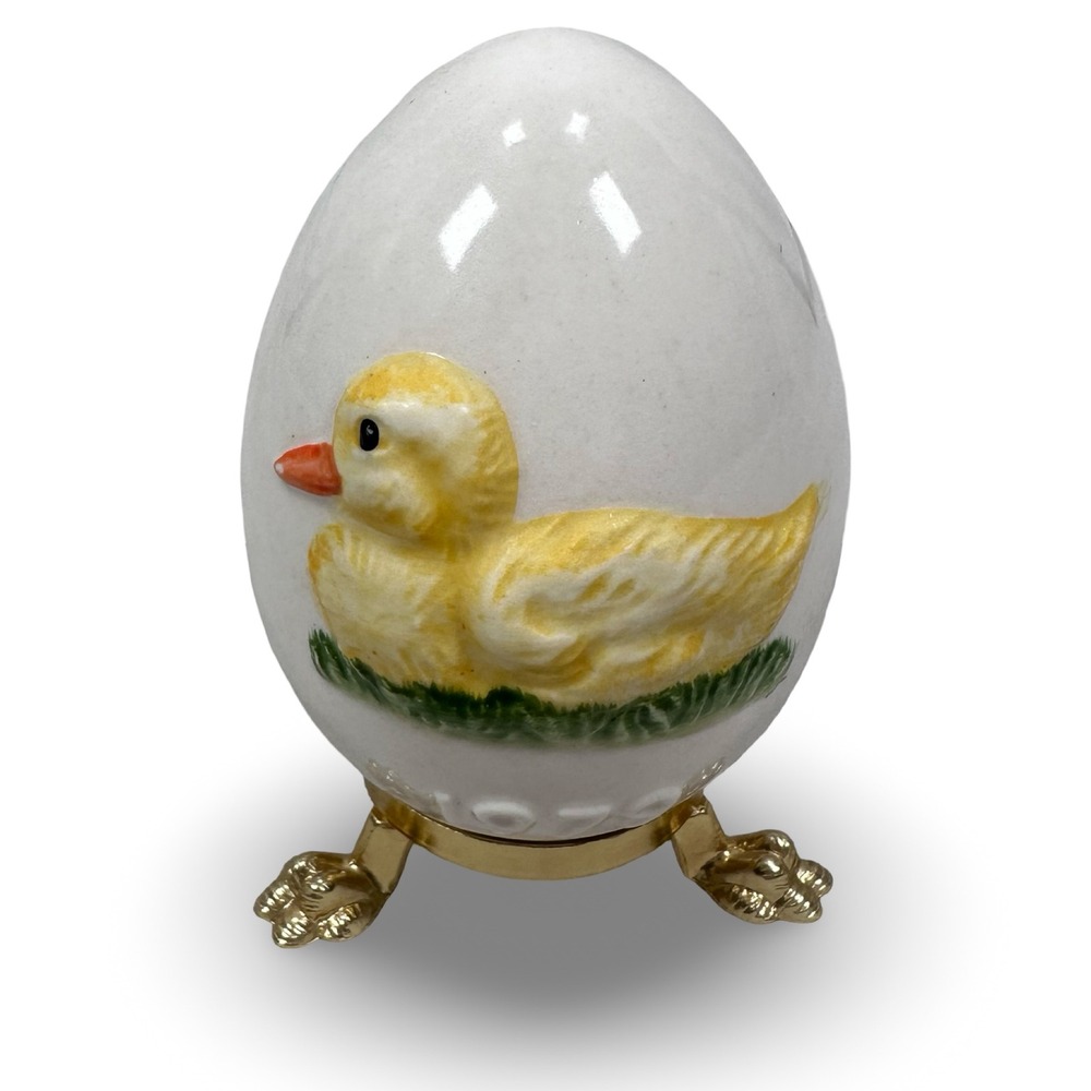 Goebel West Germany 1979 Annual Easter Egg Duckling Relief with Gold Stand